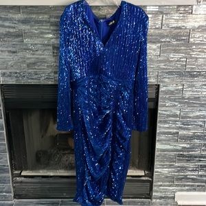 Lavish Alice Blue Sequin Midi Dress